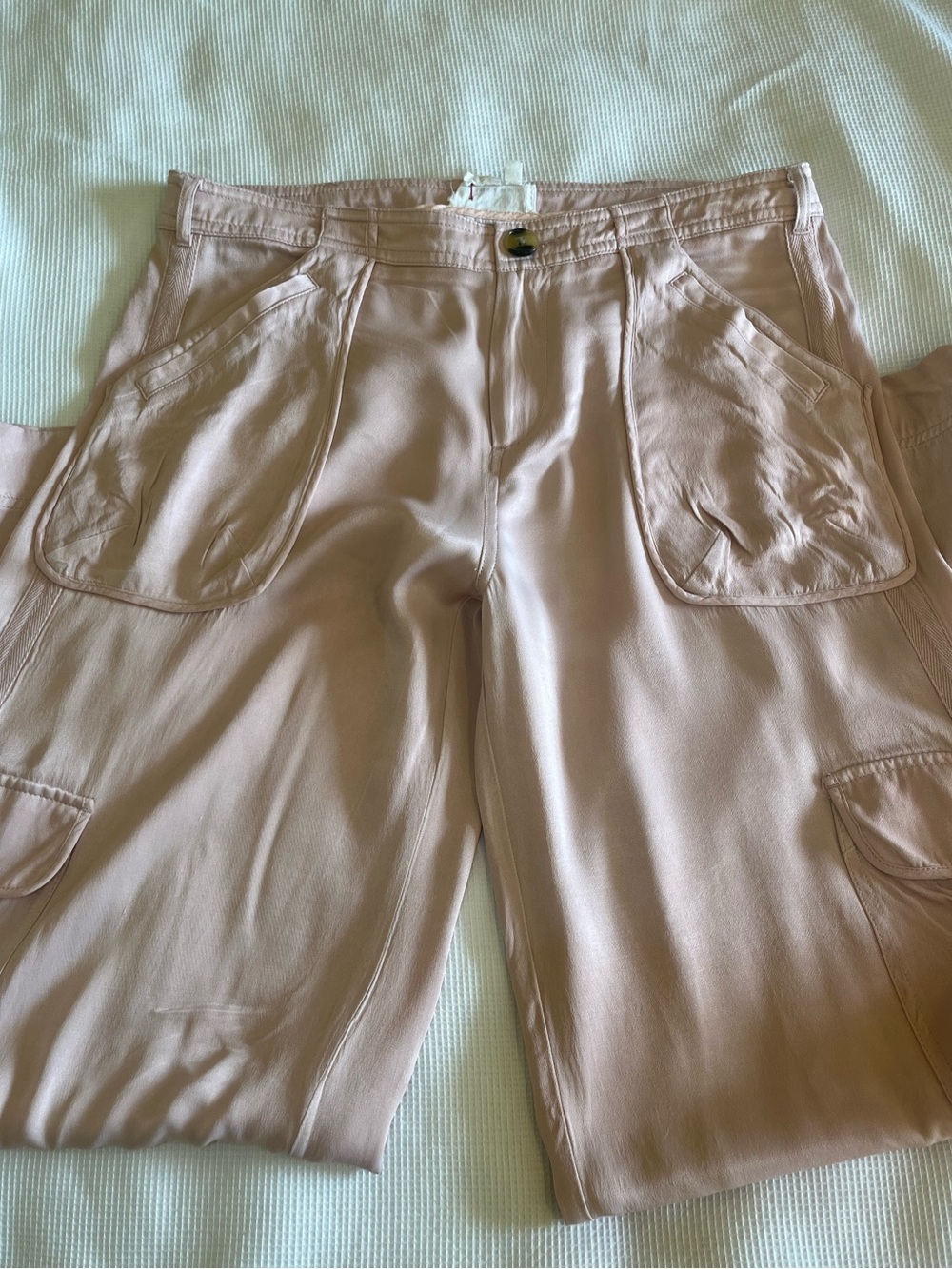 Anthropologie Wide-Leg Cargo Pants - Blush Pink - Picture 6 of 7